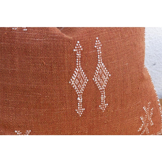 1990s Terracotta Vertical Cactus Silk Moroccan Pillow For Sale - Image 5 of 7
