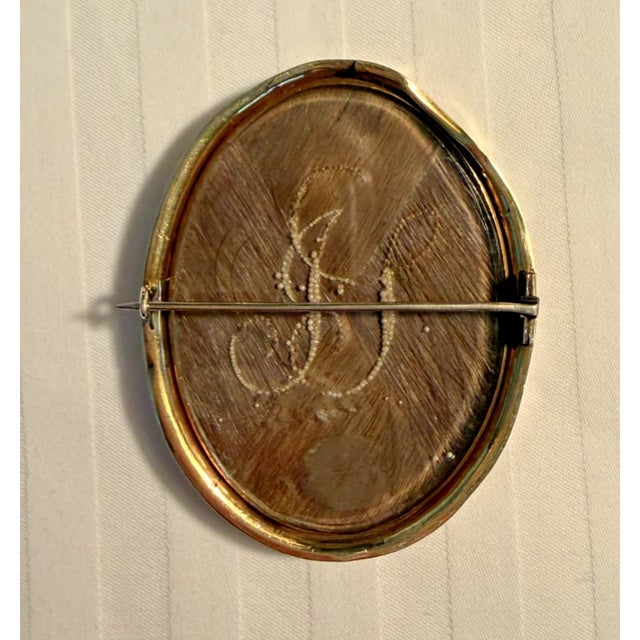 Traditional Hand Painted Antique Georgian Mourner's Brooch For Sale - Image 3 of 3