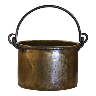 Mid 19th Century French Brass and Wrought Iron Kindling Cache Pot Planter For Sale