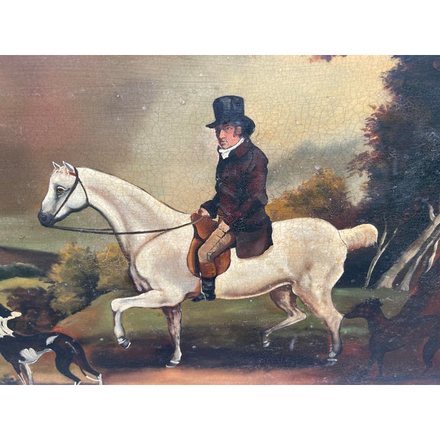 A fine hand painted tole tray with a wonderfully detailed hunting scene. The scene is similar to the early 1800’s oil...