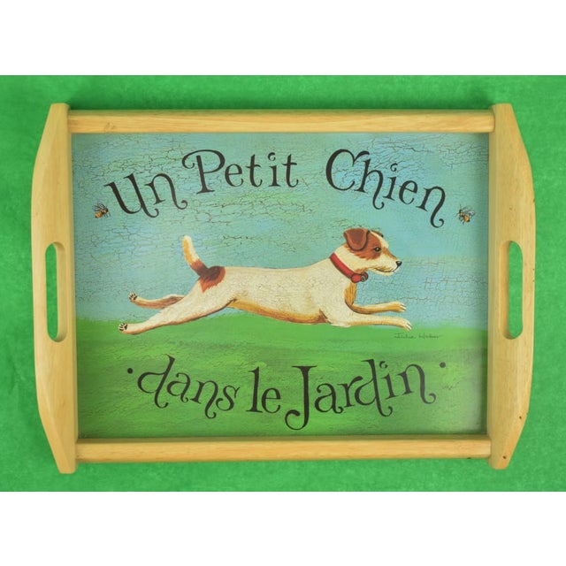 1980s Vintage Un Petit Chienjack Russell Oak Bar Tray