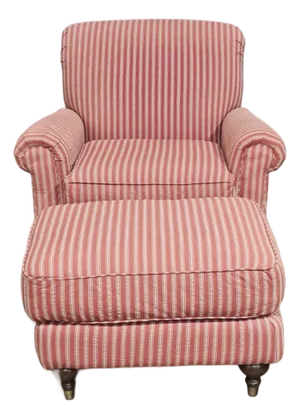 Late 20th Century Bloomingdale's Brownstone East Armchair and Matching Ottoman and Throw Pillows