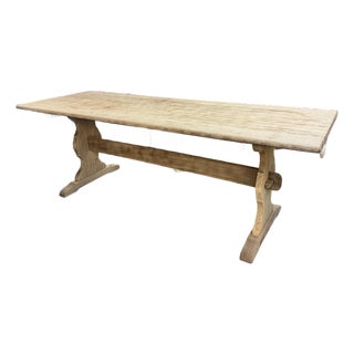 Antique French Weathered Walnut Trestle Table For Sale