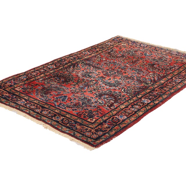 78995 Antique Persian Hussainabad Hamadan Rug, 02'08 x 04'03. This captivating hand-knotted wool antique Persian...