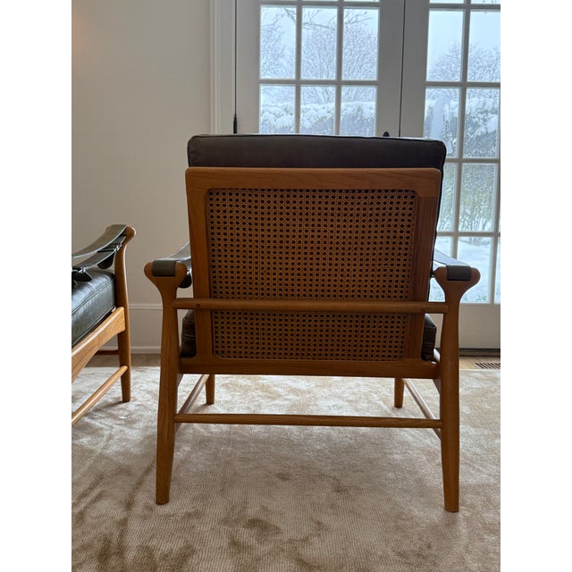 Campden Armchair, Avocado Leather strikes the perfect balance of textures - smooth oak, supple avocado leather, and...