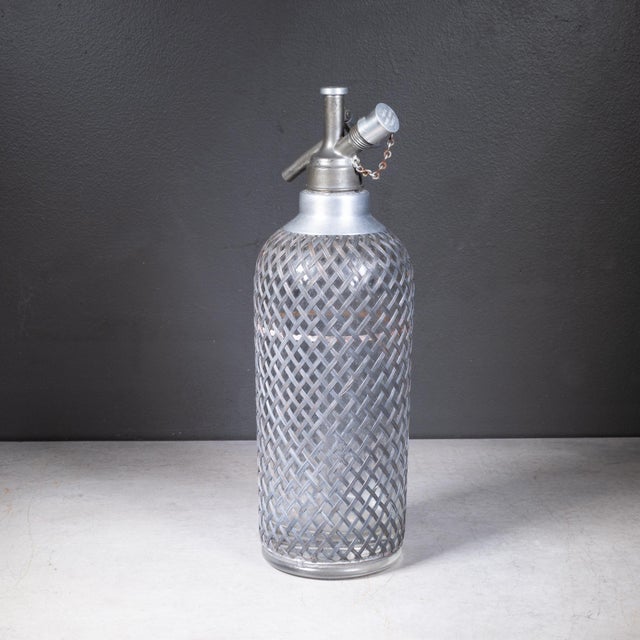 Early 20th Century Art Deco Sparklets London Wire Mesh Seltzer Bottles c.1930 For Sale - Image 5 of 10