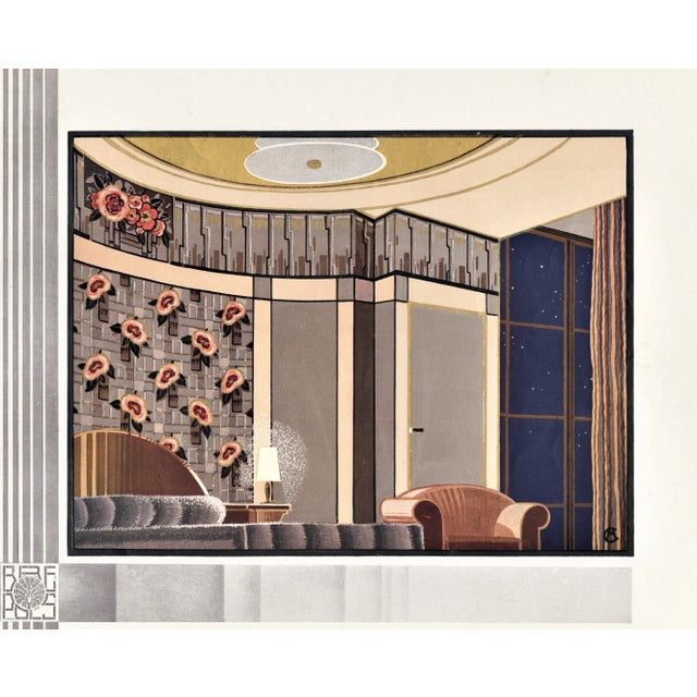 1931 French Art Deco Interior Room Design Print For Sale