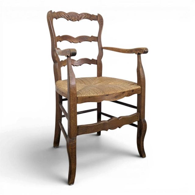 Louis XV Style Straw-Seated Armchair For Sale - Image 6 of 6