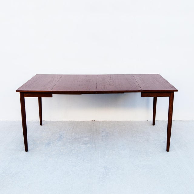 Vintage Danish Modern Expandable Oak Dining Table With Four Leaves For Sale - Image 9 of 10