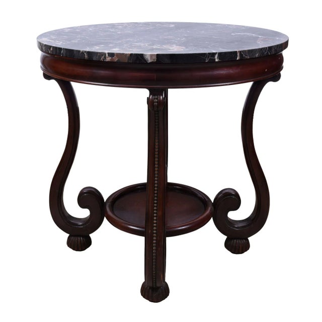 19th Century 19th Century French Style Onyx & Mahogany Round Table For Sale - Image 5 of 7