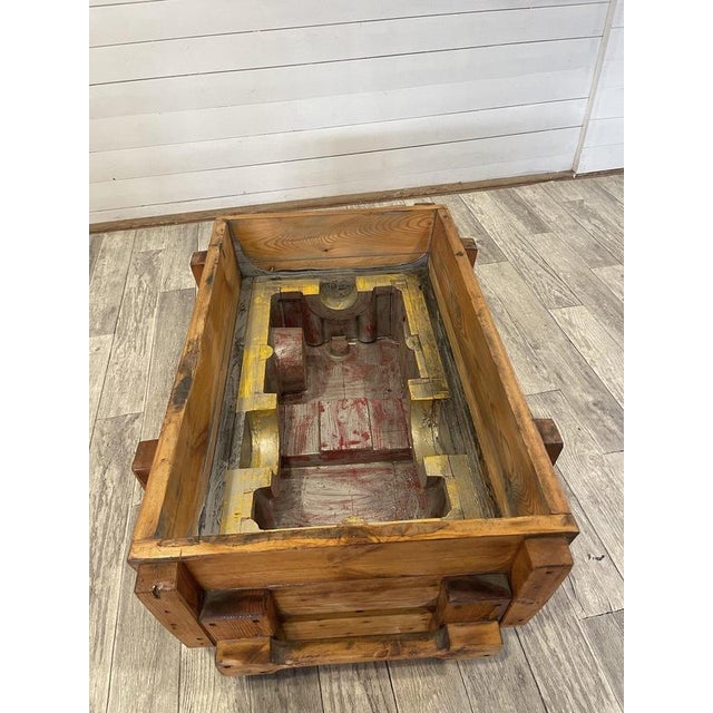 Brown Vintage Industrial Coffee Table in Wooden Molds by Locomotive Factory in Martin, 1950 For Sale - Image 8 of 10