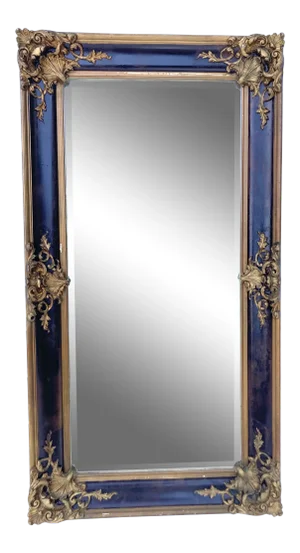 Antique Wood Frame & Plaster Floral Escuthchens Wall Mirror