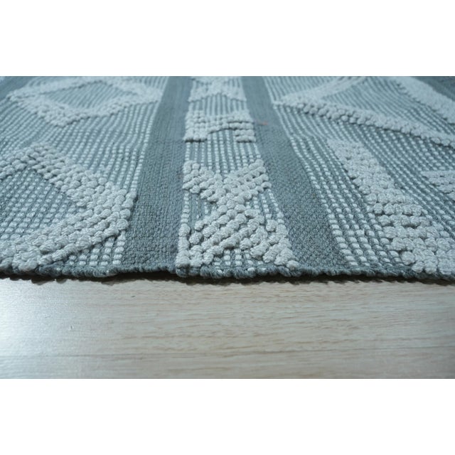 8x10 Vibrant Iris Gray Tribal Geometric Contemporary Handmade Wool Carpet Rug For Sale - Image 4 of 9