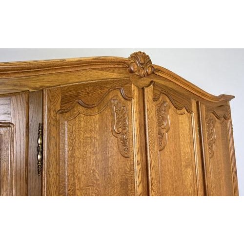 Vintage French Louis XVI Style Oak Wardrobe For Sale - Image 5 of 11