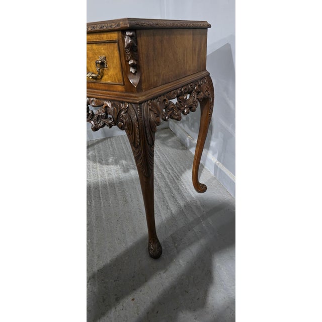 Queen Anne Burr Walnut Console Table, 1920 For Sale - Image 6 of 16