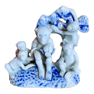19th Century Japanese Porcelain Monkey Family For Sale