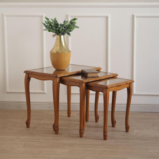 Vintage Nesting Tables in Viennese Wicker, Set of 3 For Sale - Image 13 of 13