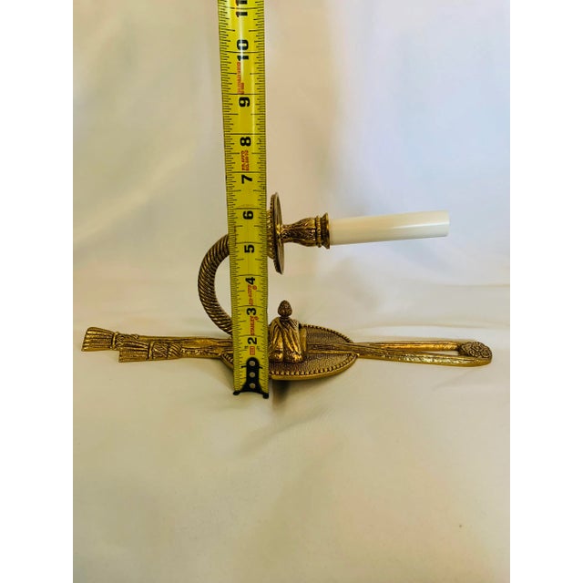 Brass Gilt Brass Tole Rope & Tassel Wall Sconce Salvaged From Foundry Showroom For Sale - Image 8 of 12