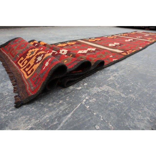 Vintage Afghan Flat Weave Runner Rug For Sale - Image 4 of 7