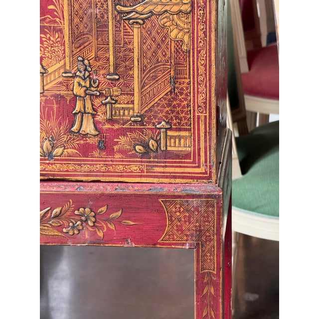 19th Century English Red Lacquered Chinoiserie Cabinet For Sale - Image 6 of 14