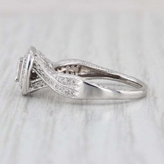 0.26ctw Princess Diamond Halo Engagement Ring 14k White Gold Size 7 For Sale In Greensboro - Image 6 of 8