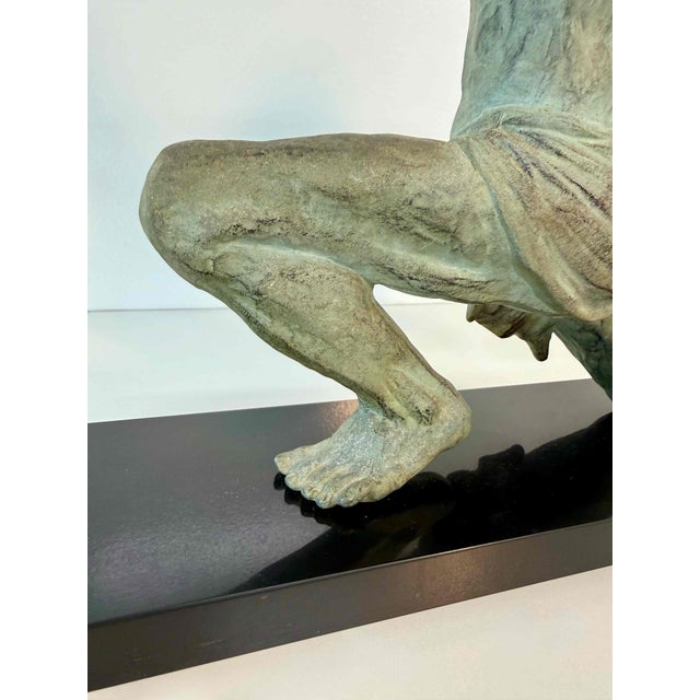 After Jean De Roncourt, French Art Deco The Archer Sculpture, 1930s, 1920s, Metal & Bakelite on Marble Base For Sale - Image 11 of 12