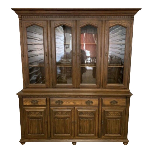 Ethan Allen Royal Charter Oak Buffet With Hutch China Chairish