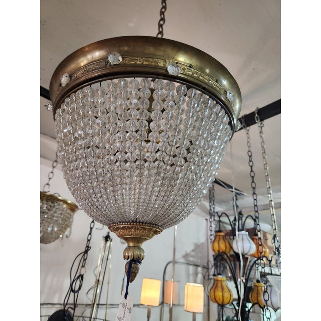 French 1990s Beaded Empire Dome Flush Mount For Sale - Image 3 of 3