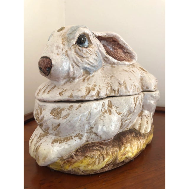 1990s Italian Hand Painted Ceramic Rabbit Cookie Jar, Garden Veggies For Sale - Image 4 of 6