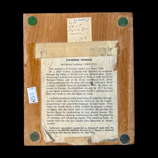 Wood Vintage Gaston Lachaise Standing Woman Figural Sculpture, 1968 Alva Museum Replica For Sale - Image 7 of 8