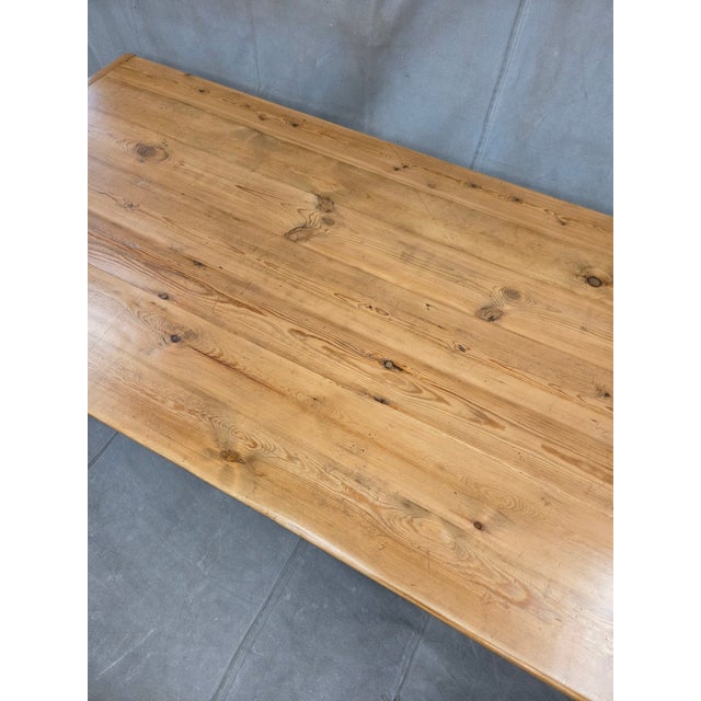 Vintage English Rustic Pine Turned Leg 8' Long Dining Farmhouse Table For Sale In Denver - Image 6 of 10