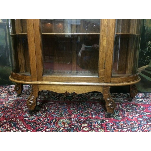 Antique Oak Bowfront China Cabinet, Bowfront Cabinet For Sale - Image 15 of 17