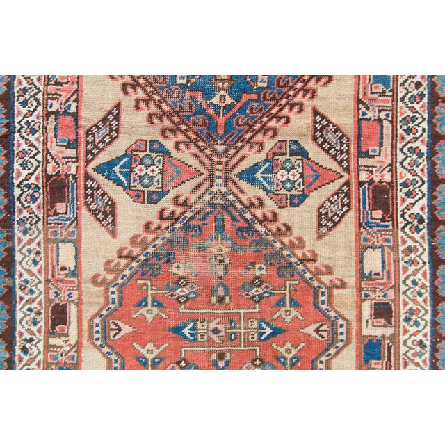 1900s Antique Geometric Medallion Hand-Knotted Wool Runner - 3′7″ × 12′7″ For Sale In Los Angeles - Image 6 of 10