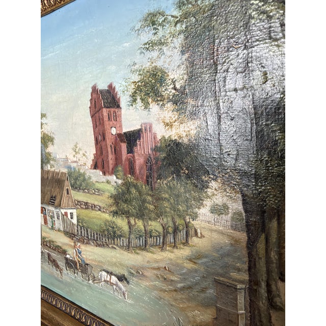 Rasmus Andersen Holm, View of Kongens Lyngby with the Church, 1832, Oil on Canvas For Sale - Image 3 of 9