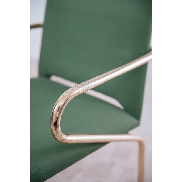 Hollywood Regency Chairs in Green Fabric and Gold Metal, 1970s, Set of 4 For Sale - Image 9 of 14