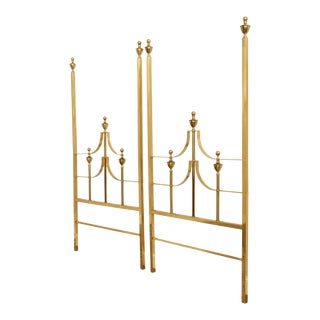 1970s Hollywood Regency Brass Twin Poster Headboards Attributed to Mastercraft - A Pair For Sale