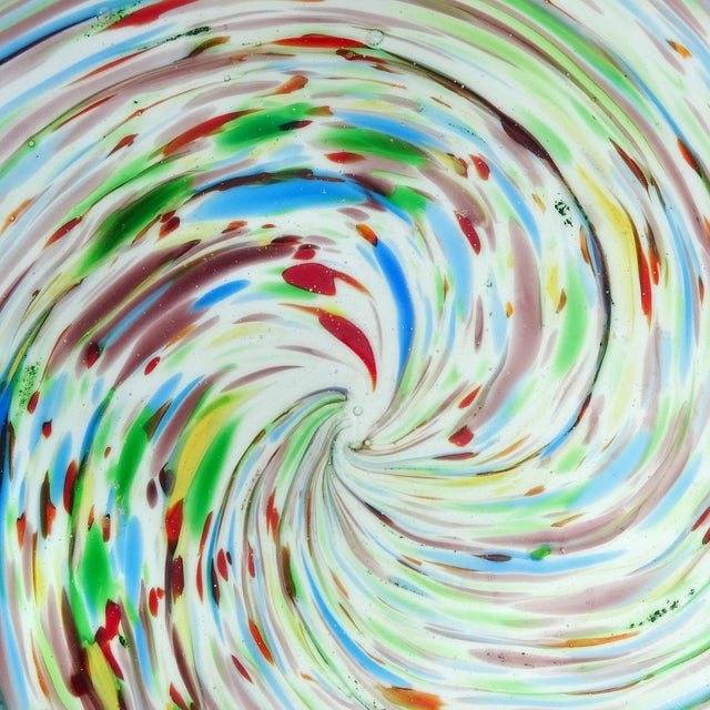 Mid-Century Modern Vintage Murano Rainbow Colors Swirl With Copper Aventurine Italian Art Glass Decorative Bowl For Sale - Image 3 of 7