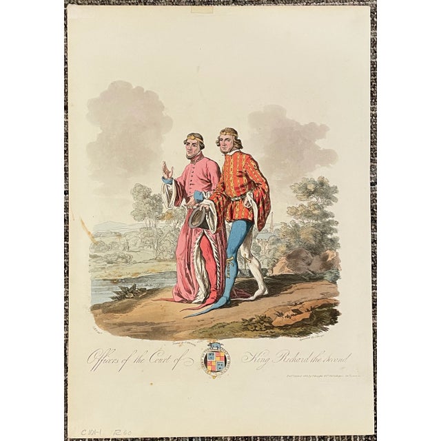 Charles Hamilton Smith (1776-1859) "Officers of the Court of King Richard the Second" handcolored etching. Engraved by...