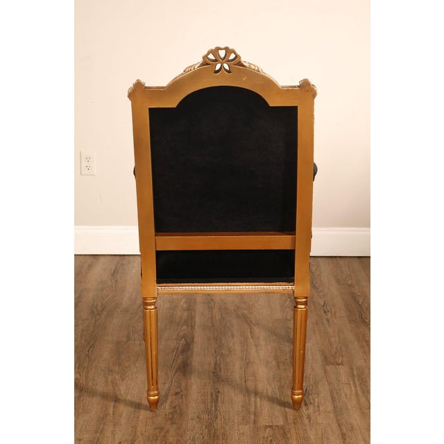 Louis XVI Style Giltwood Armchair With Black Upholstery For Sale - Image 16 of 18