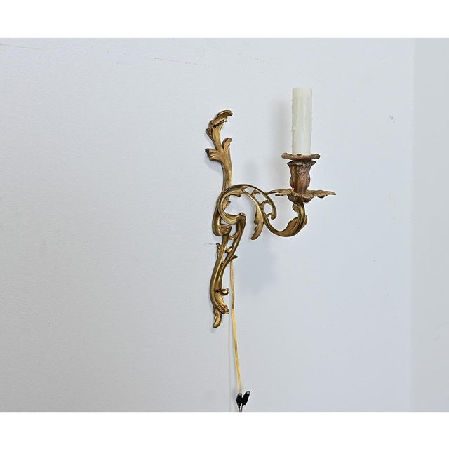 Early 20th Century French Set of Four Louis XV Style Bronze Wall Sconces For Sale - Image 11 of 13