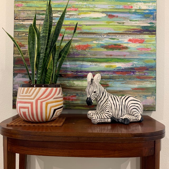 Mid-Century Modern XL Vintage Ceramic, Hand-Painted Zebra For Sale - Image 3 of 7