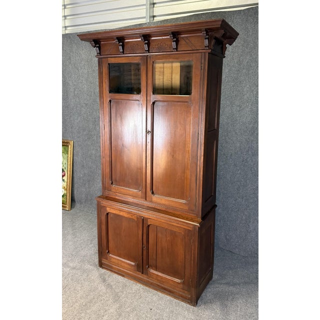 American 19th Century Walnut Stepback Cupboard For Sale - Image 3 of 13