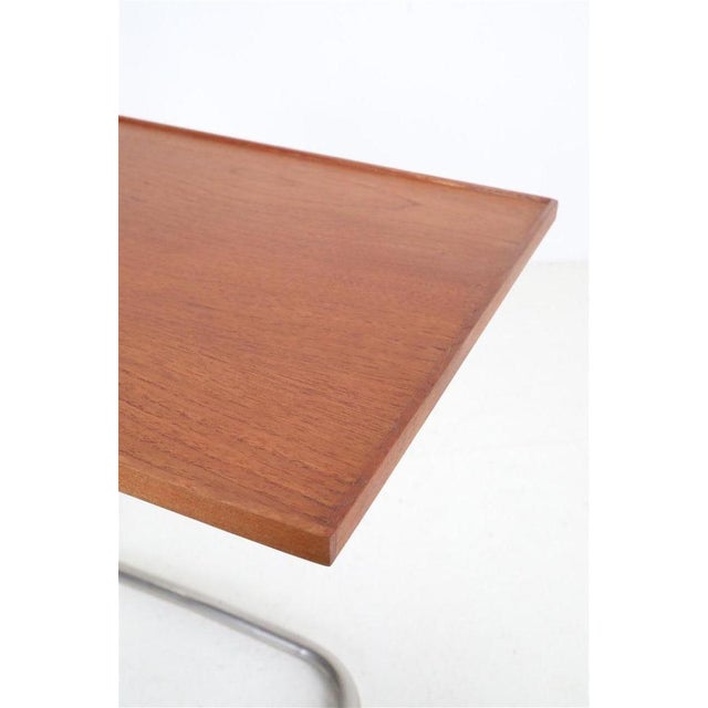 Mid-Century Danish Adjustable Teak and Tube Steel Side Table, 1960s For Sale - Image 9 of 14