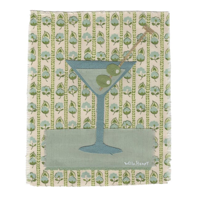 Domino the Martini by Willa Heart in Brimfield Black Frame, Mini Art Print For Sale