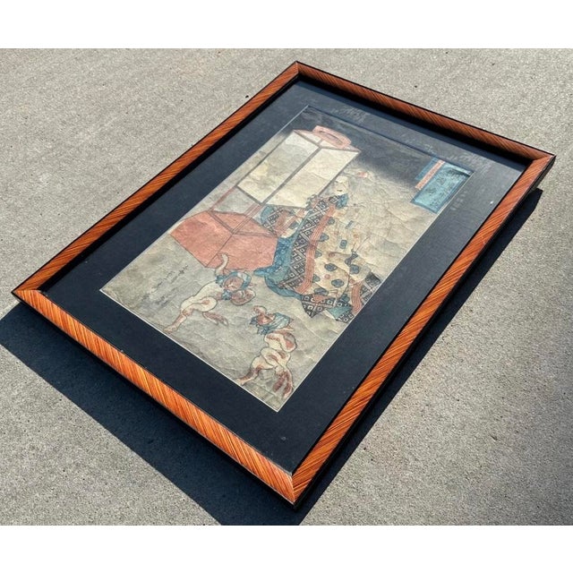 Antique Original Framed Japanese Woodblock Print, 1835 Utagawa Sadahide Okazaki For Sale - Image 17 of 18