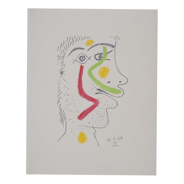 Pablo PICASSO: The Taste of Happiness, Self-portrait in Red and Green, Lithograph For Sale