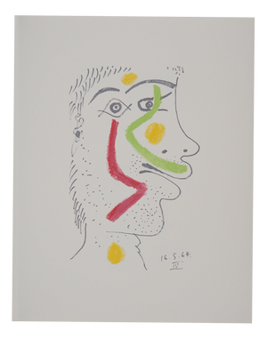 Pablo PICASSO: The Taste of Happiness, Self-portrait in Red and Green, Lithograph
