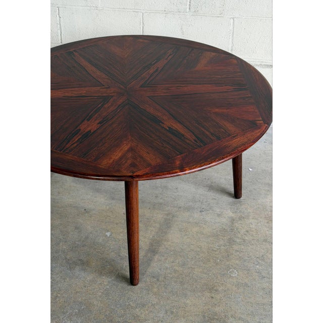 Brown Mid 20th Century Danish Modern Rosewood Round Coffee Table in Style of h.w. Klein For Sale - Image 8 of 8
