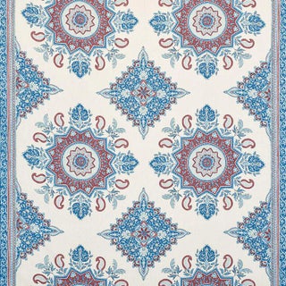 Schumacher X Mark D. Sikes Montecito Medallion in Red Fabric For Sale