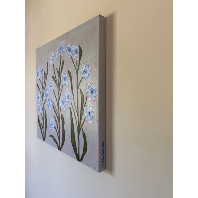 Modern Abstract Folk Art Floral Acrylic Painting, “Morning Glory,” Framed, Signed, Dated For Sale - Image 4 of 7